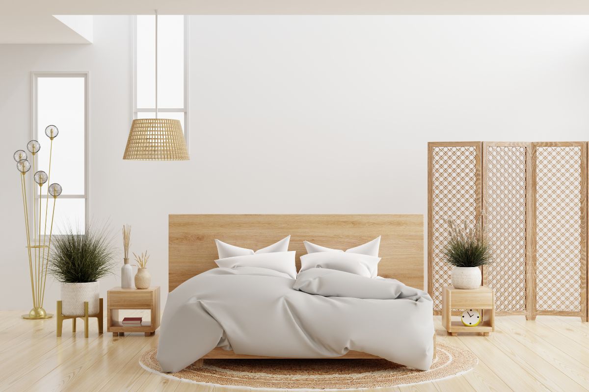 Minimalistická spálňa v jemných neutrálnych farbách