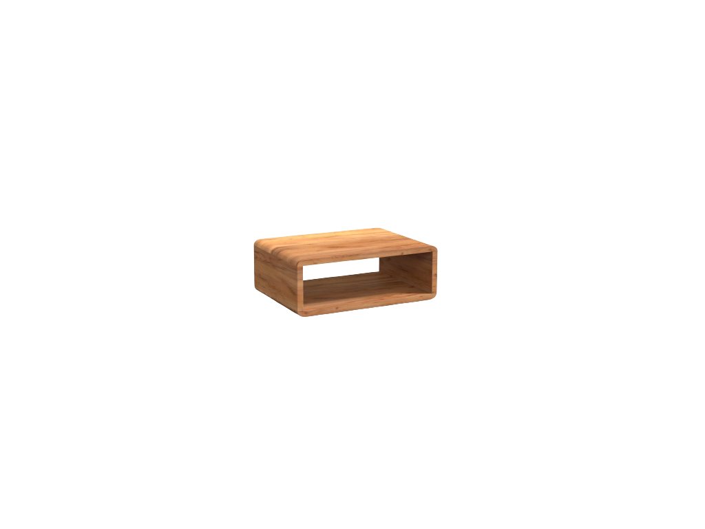Moderný stolík Caruso do spálne z dreva v jednoduchom minimalistickom dizajne, pohľad zboku.