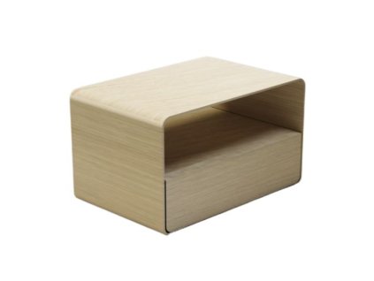 Moderný nočný stolík z dreva Kris 1, so zaoblenými hranami a zásuvkou.